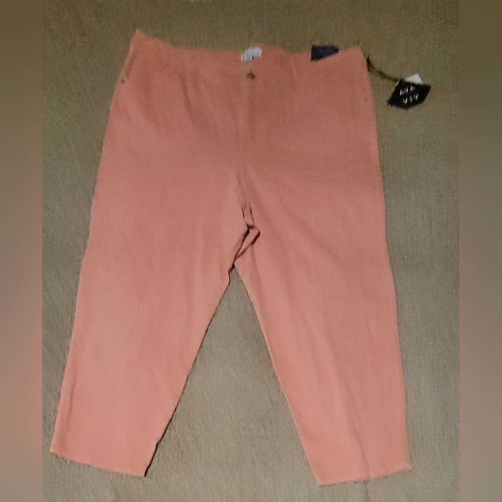 AVA & VIV High Rise  Slim Straight Stretch Jean Peach Pl Size 22W/R